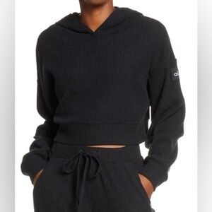 🖤 Alo Yoga Muse Ribbed Hoodie Black L 🖤